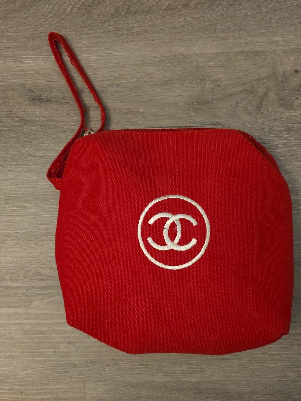 Red Wristlet Pouch with Embroidered Logo